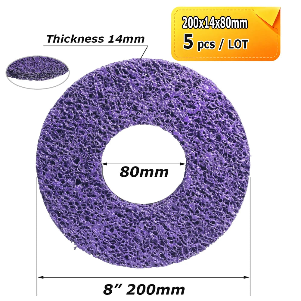 150mm/200mm Purple SiC Nylon Fiber Grinding Discs Poly Strip P46 Abrasive Wheel for Metal Stone Wood Surface Finish