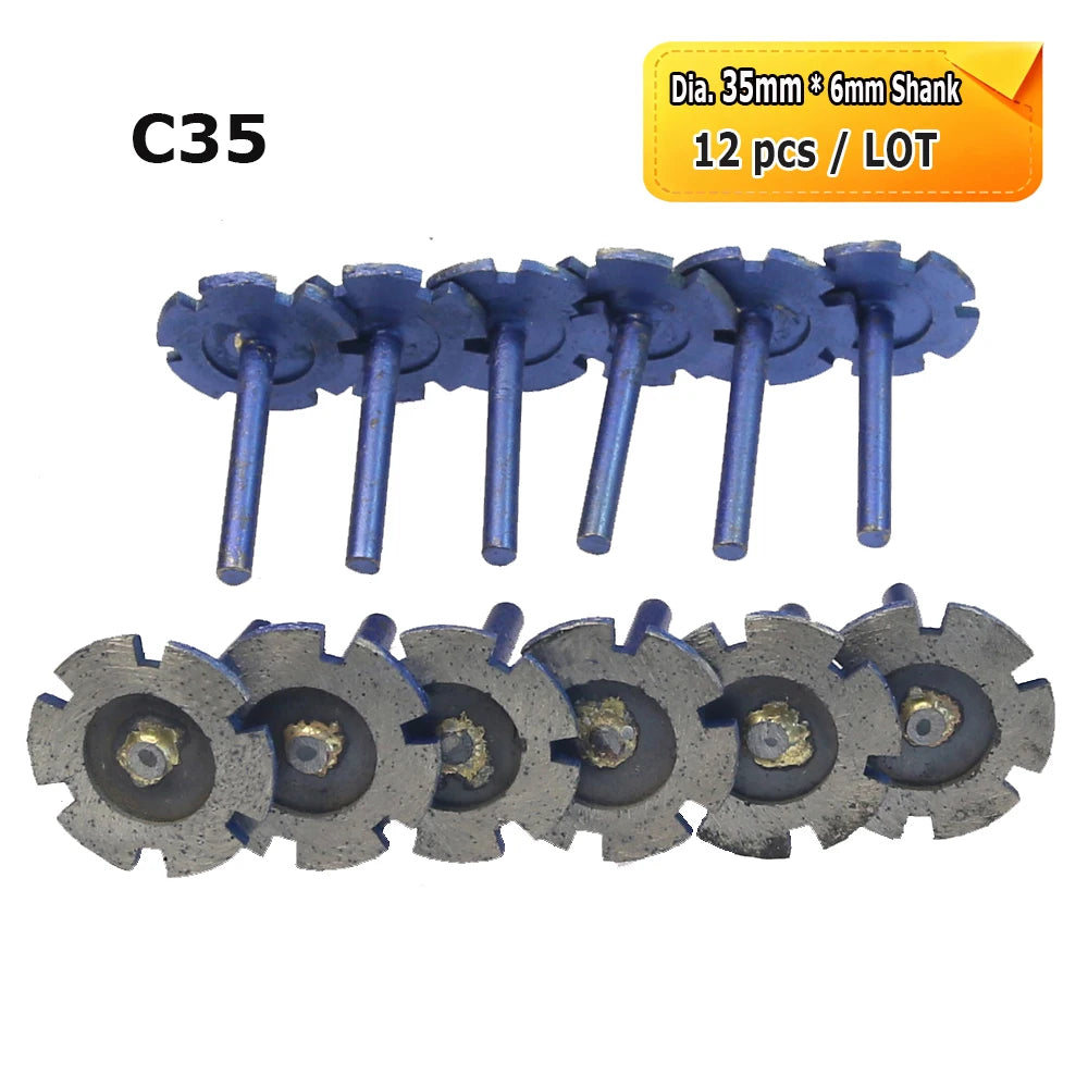 Sintered Diamond Grinding Heads 6mm Shank Mounted Bits for Stone Lettering Engraving Carving Cutting Polishing