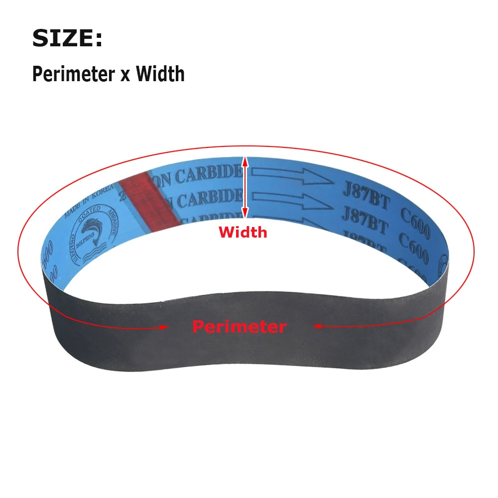 J87BT Silicon Carbide Sanding Belt Flexible Sandpaper Polishing Band for Copper Aluminum Jade Wood Crystal