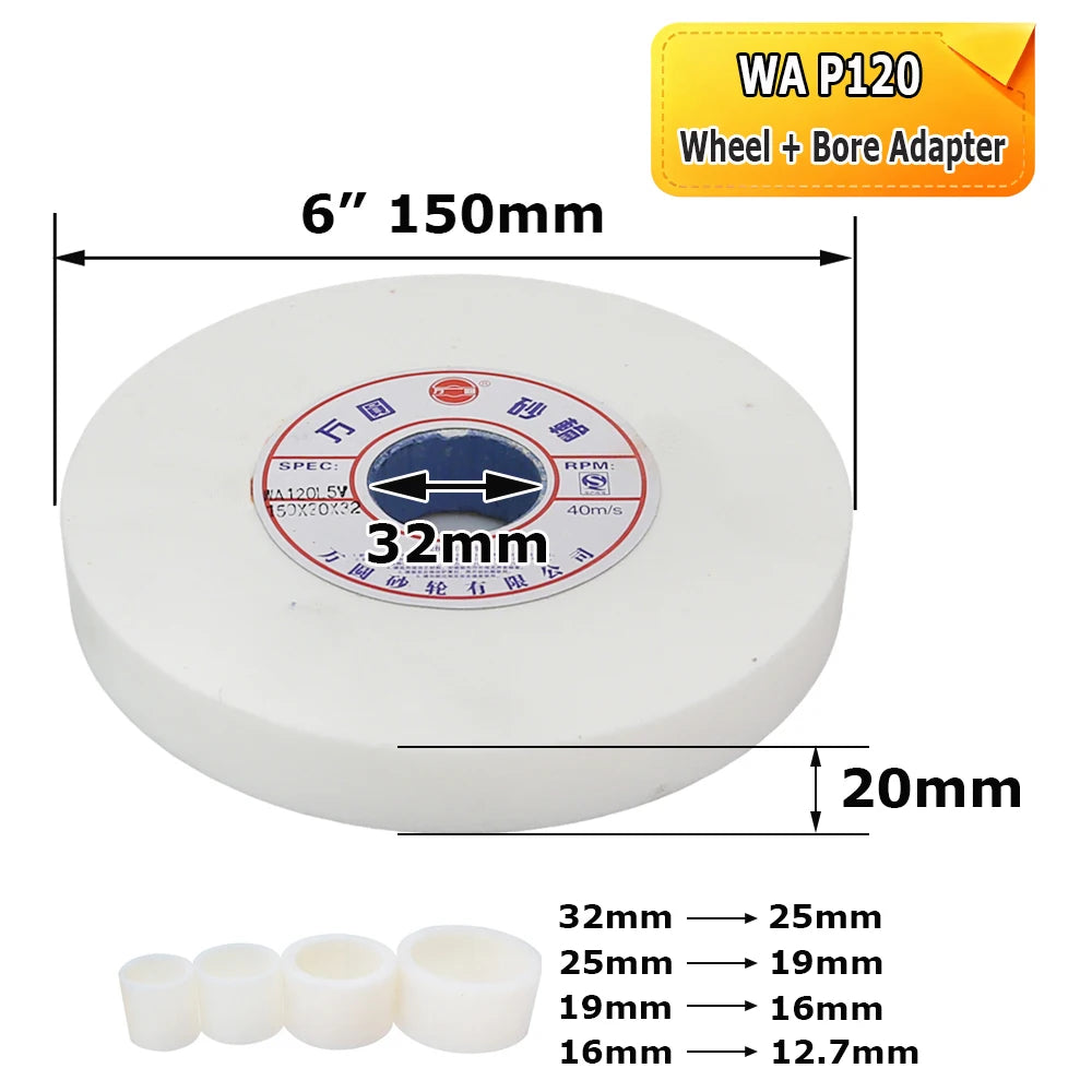 1 pc 150x20x32mm White Fused Alumina Grinding Wheel for Deburring and Finishing HSS Hardened Steel Alloy Steel High-Carbon Steel