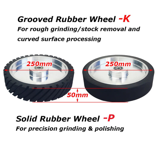 1 piece 10"*2" Rubber Contact Wheel 250x50mm Blet Grinder Idler Wheel Sanding Bands Polishing Wheel