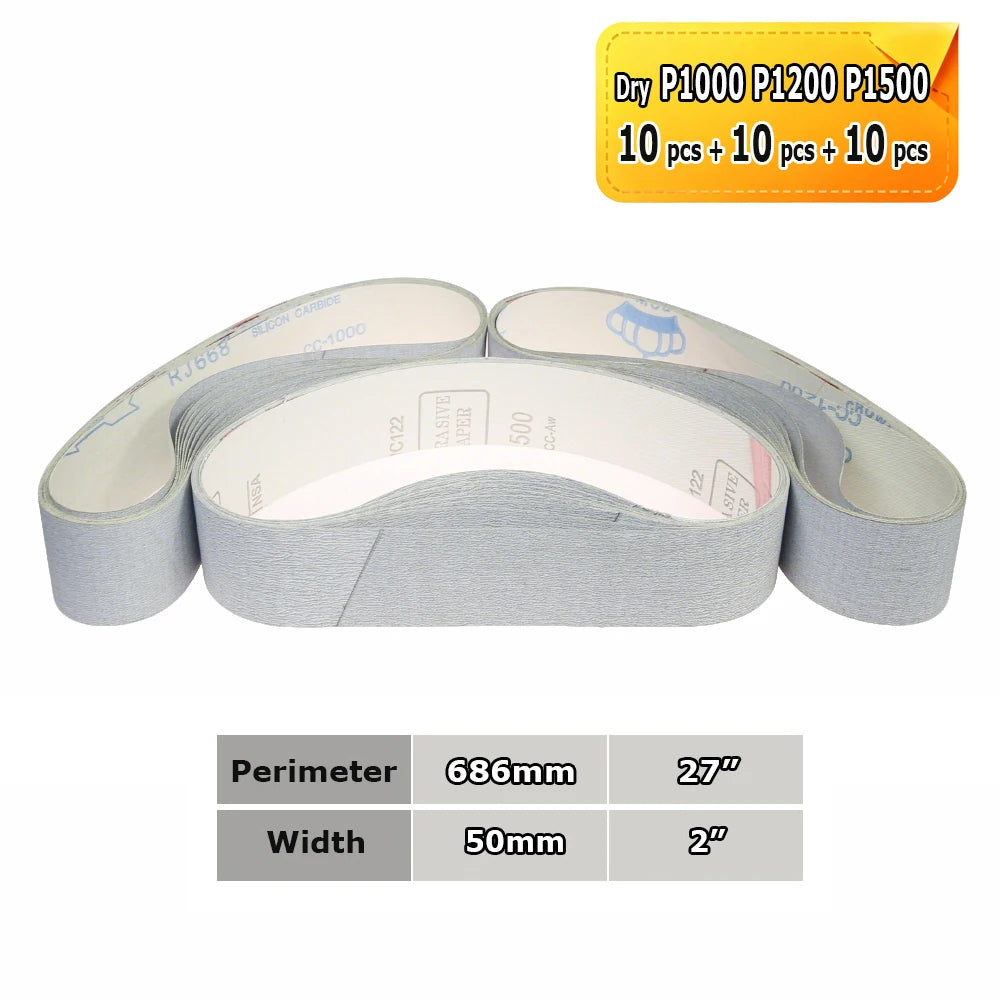 Sanding Belts 50x686mm 2"x27" Zirconia Ceramic AO Abrasive Bands P36-P1500 for Knife Stainless Grinding Woodworking Polishing