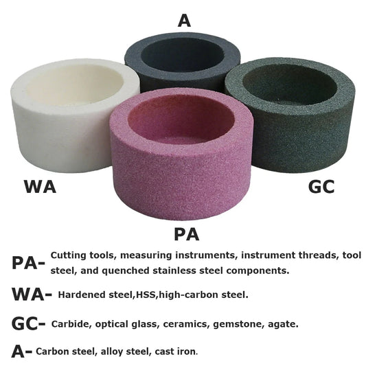 1 pc 100/4" WA/PA/GC/A Cup Abrasive Grinding Wheel for Carbide Steel Ceramic Deburring Polishing