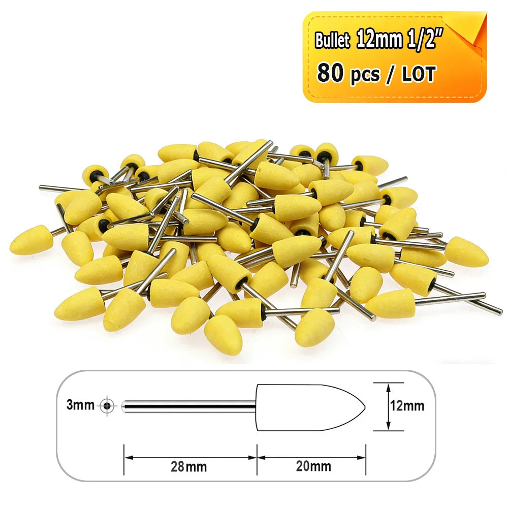 Dia. 4mm-12mm Yellow Corundum Mounted Points 3mm Shank for Fine Grinding Precision Molds Bearings Copper-aluminum Alloy