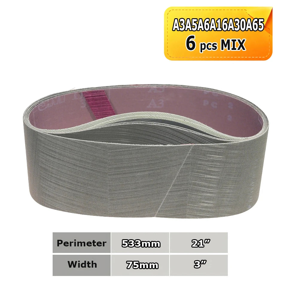 3" x 21" Belt Sander Sanding Bands 533x75mm Abrasive Grinding Belts Ceramic P36 - AO P1500, A3 - A65, Zirconia, Non-woven, Felt