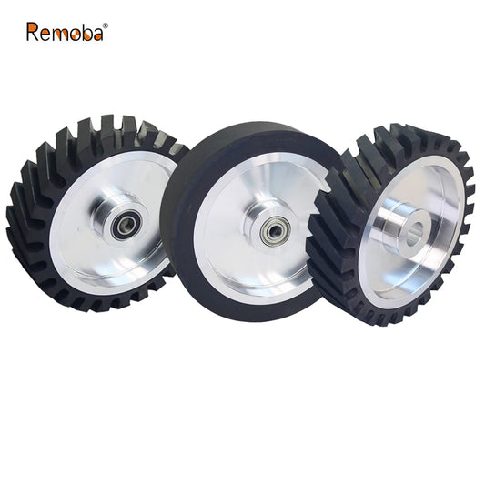 1 piece 200*50mm Rubber Coated Aluminum Contact Wheel 8x2 inch Belt Grinder Rubber Wheel 70A 90A