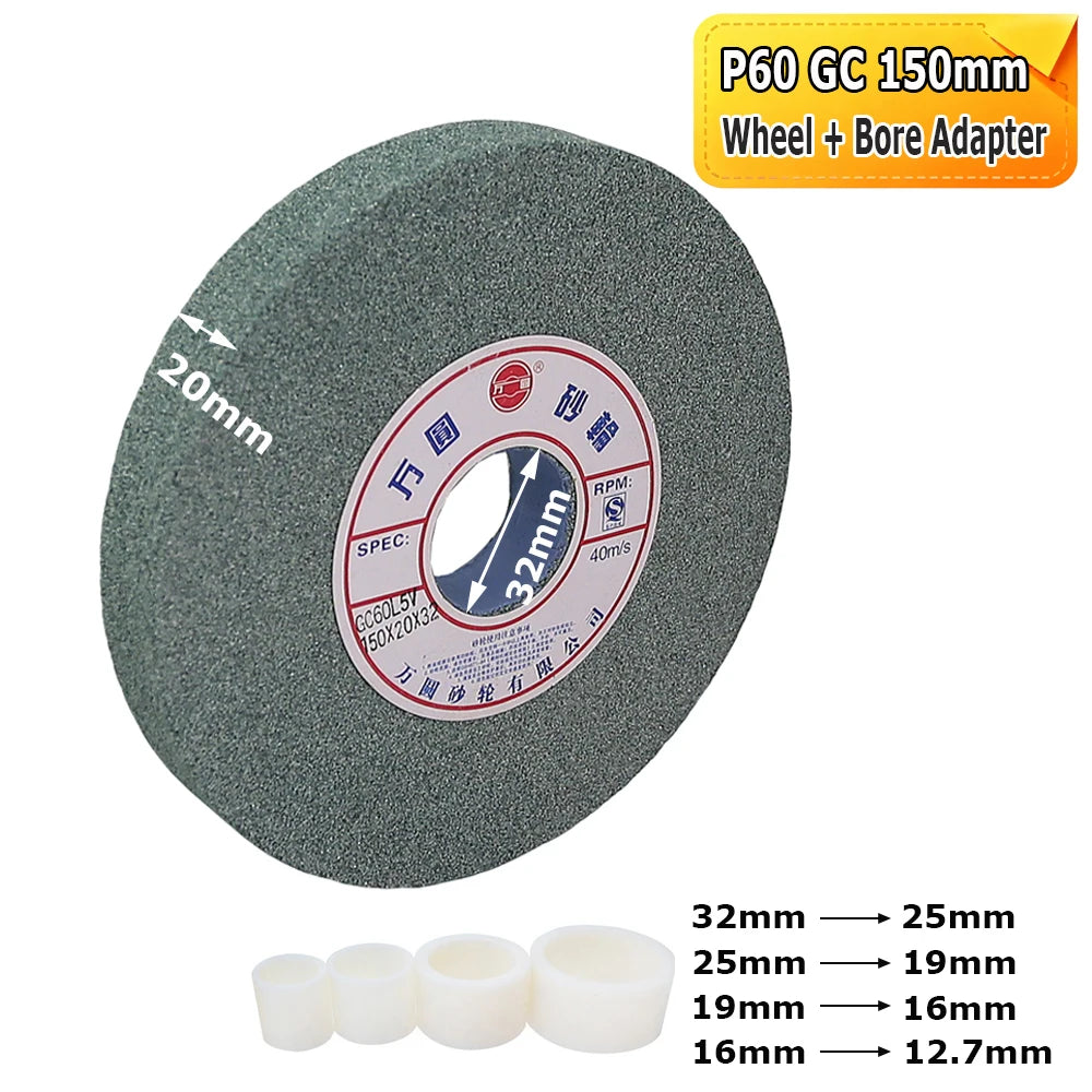 1 pc 150x20x32-12.7mm Green SiC Grinding Wheel Ceramic Abrasive Stone for Carbide Glass Brass Aluminum Polishing Finishing