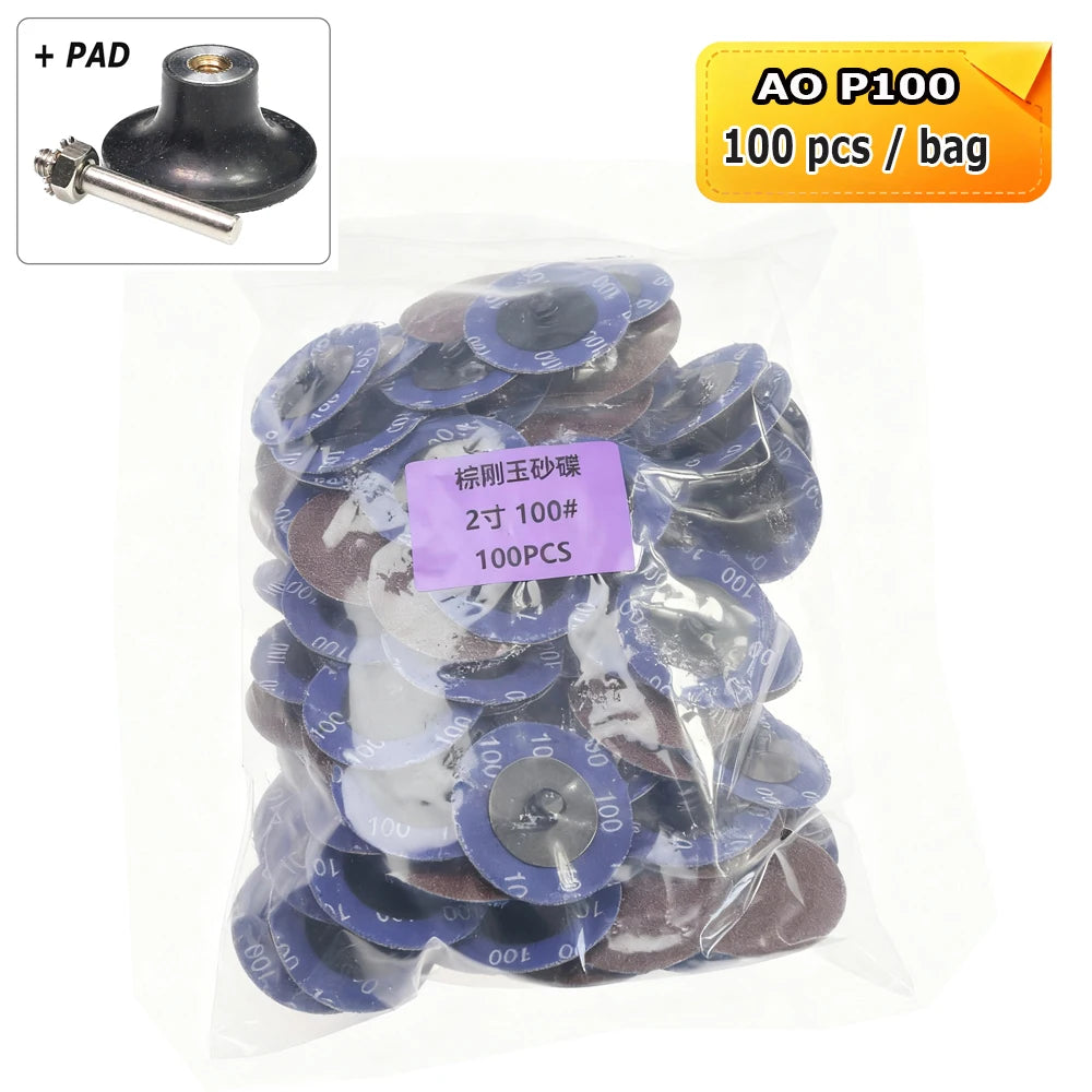 100 pcs/bag A/O Torque Sanding Discs P36-P600 for Metal Deburring Grinding Polishing Drill Die Grinder Air Polisher Tools