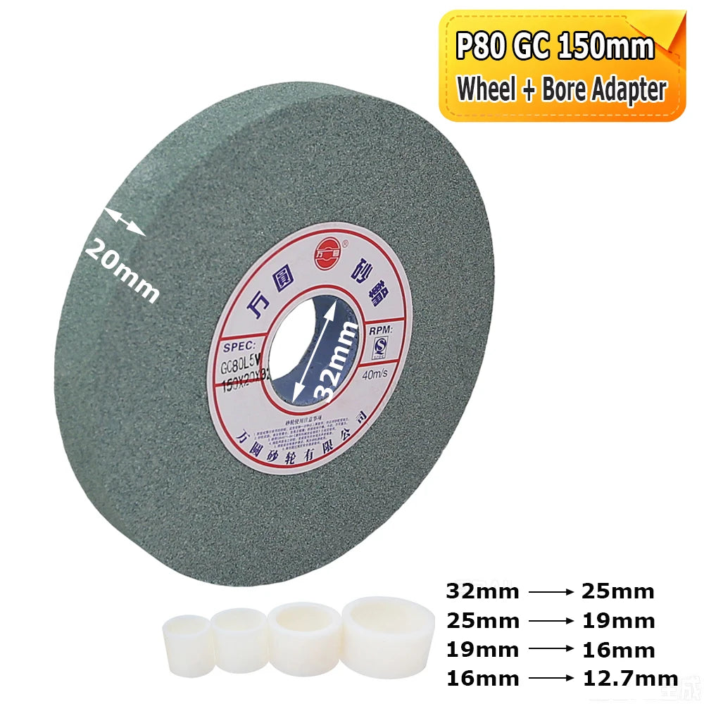 1 pc 150x20x32-12.7mm Green SiC Grinding Wheel Ceramic Abrasive Stone for Carbide Glass Brass Aluminum Polishing Finishing