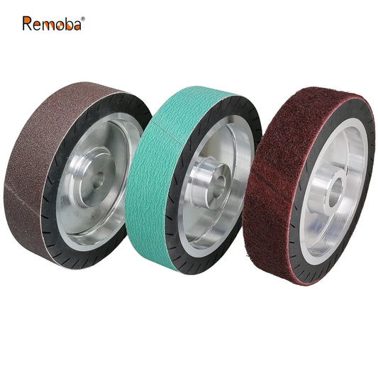 200x50mm Rubber Expansion Wheel 8x2 inch with 630x50mm Sanding Sleeves AO ZA Nylon Belts Bench Grinder Tools