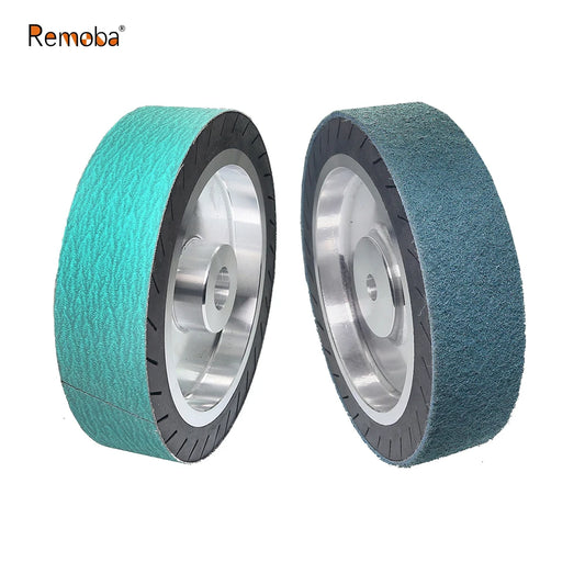 200x50mm 8” Rubber Expander Polishing Wheel with 630x50mm Sanding Sleeves Zirconia Nylon Fiber for Metal Grinding Wire Drawing