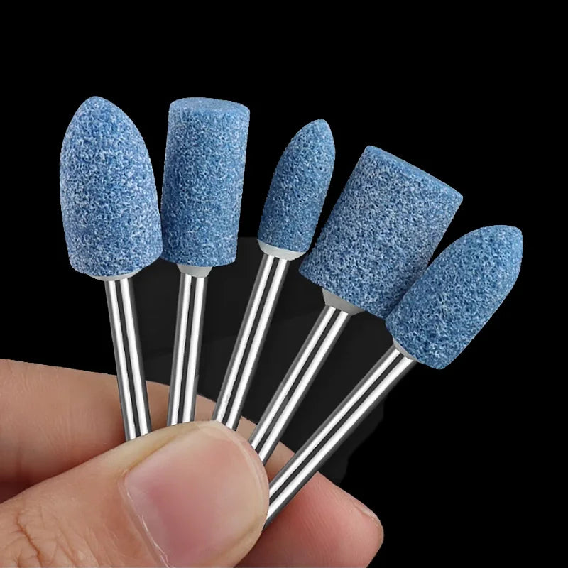 Dia. 4mm-12mm Blue Corundum Grinding Head 3mm Shank Mounted Polishing Points for Steel Molds Rust Removal Repairing