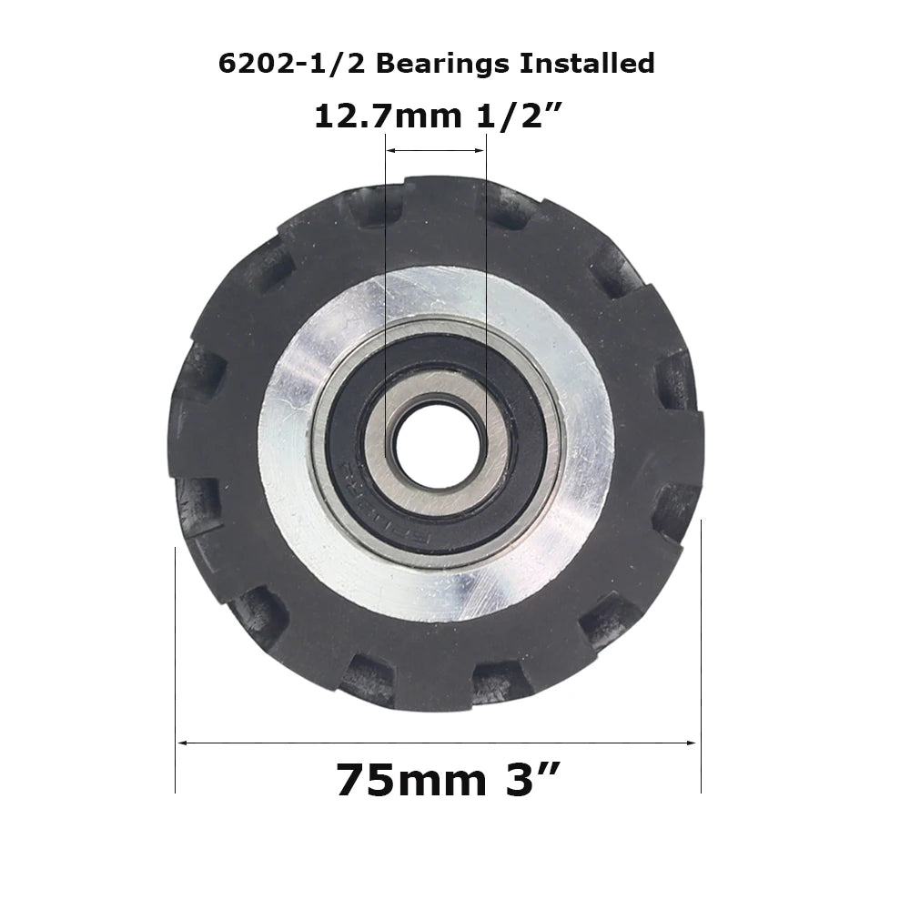 1 piece Dia.50mm/75mm/100mm*50mm Width Small Rubber Coated Aluminum Wheel Belt Grinder Idler Active Contact Wheel