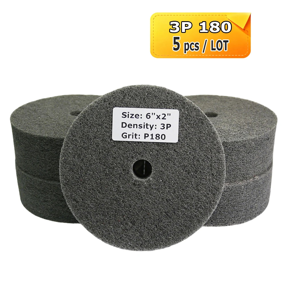 6 Inch Nylon Polishing Wheel 150x50mm Non-Woven Abrasive Buffing Pad for Metal Stainless Steel Aluminum Surface Finishing
