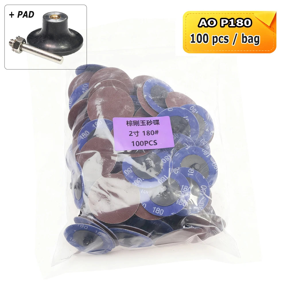 100 pcs/bag A/O Torque Sanding Discs P36-P600 for Metal Deburring Grinding Polishing Drill Die Grinder Air Polisher Tools