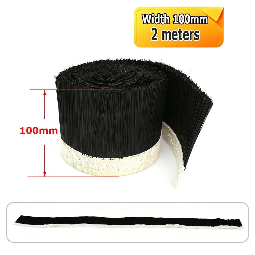 Woodworking Dust Cover Black Bristle Strip Nylon Dustproof Seal Brush for CNC Wood Router Machine