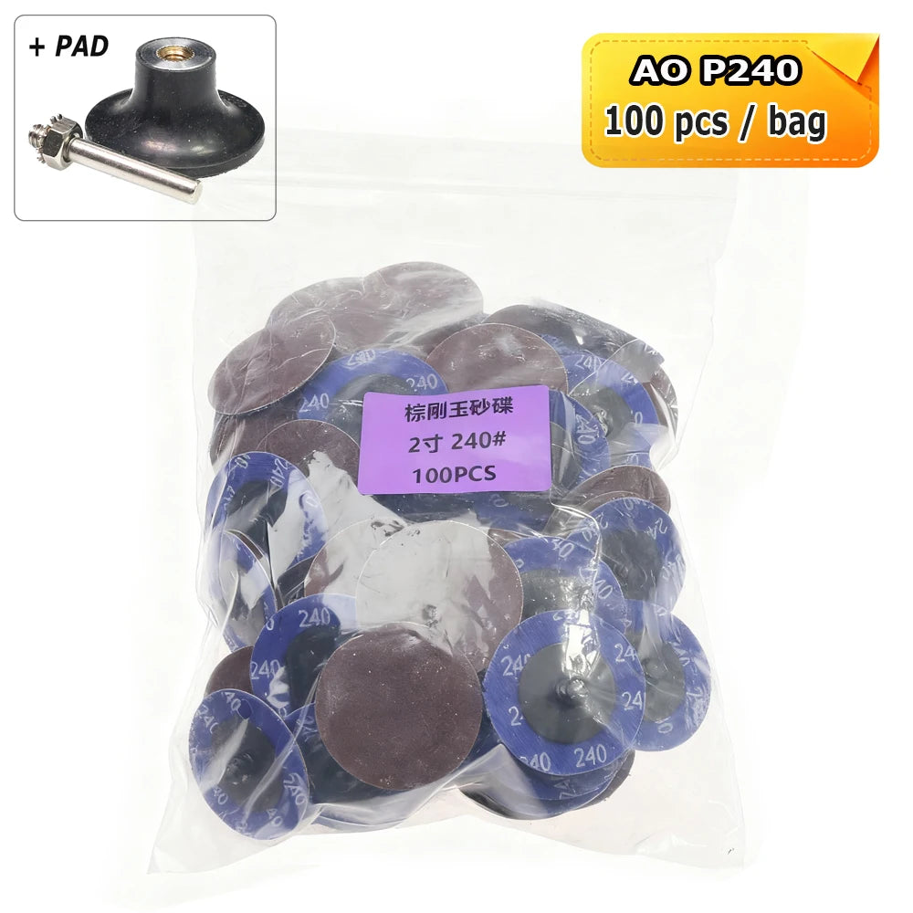100 pcs/bag A/O Torque Sanding Discs P36-P600 for Metal Deburring Grinding Polishing Drill Die Grinder Air Polisher Tools