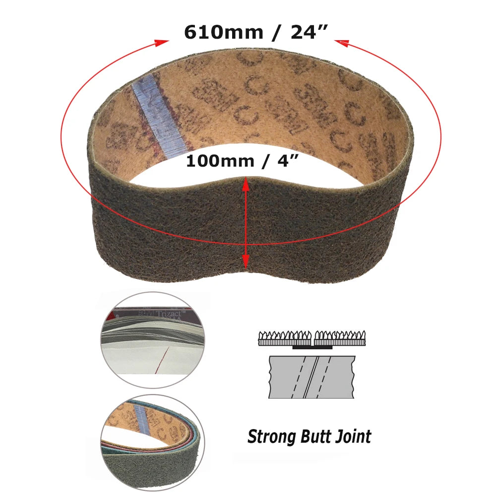 610x100mm Sanding Belts 24"x4" Abrasive Polishing Bands Non-woven Nylon Fiber, Wool Felt, 305EA A3 A5, 237AA A6 A16 A30 A65
