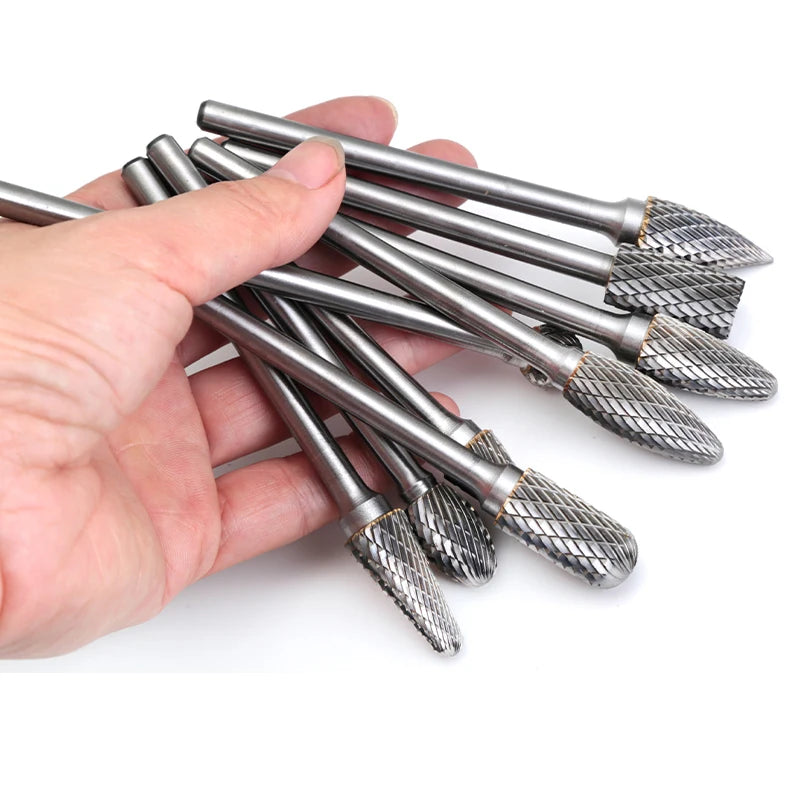 Extended Carbide Rotary File 6mm 1/4" Shank Tungsten Carbide Grinding Head, Woodworking Milling Cutter, Metal Deburring Tool