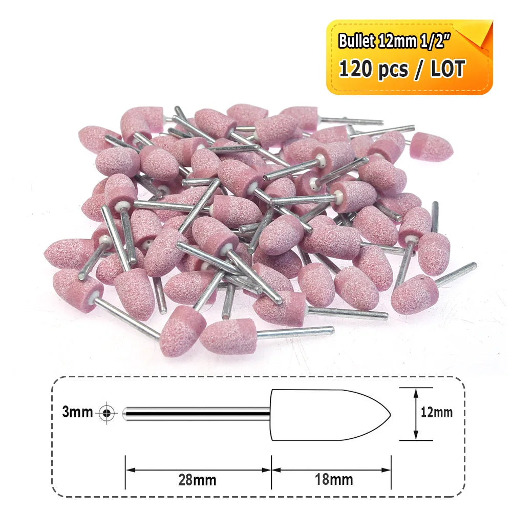 Dia. 4mm-12mm Red Corundum Grinding Stone Heads 3mm Shank Mounted Abrasive Wheel Metal Deburring Mould Polishing Dressing