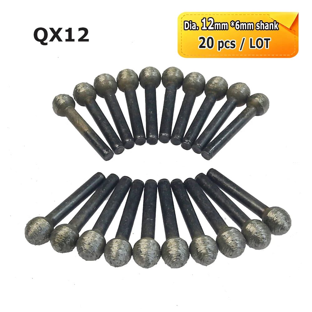 Sintered Diamond Grinding Heads 6mm Shank Mounted Bits for Stone Lettering Engraving Carving Cutting Polishing
