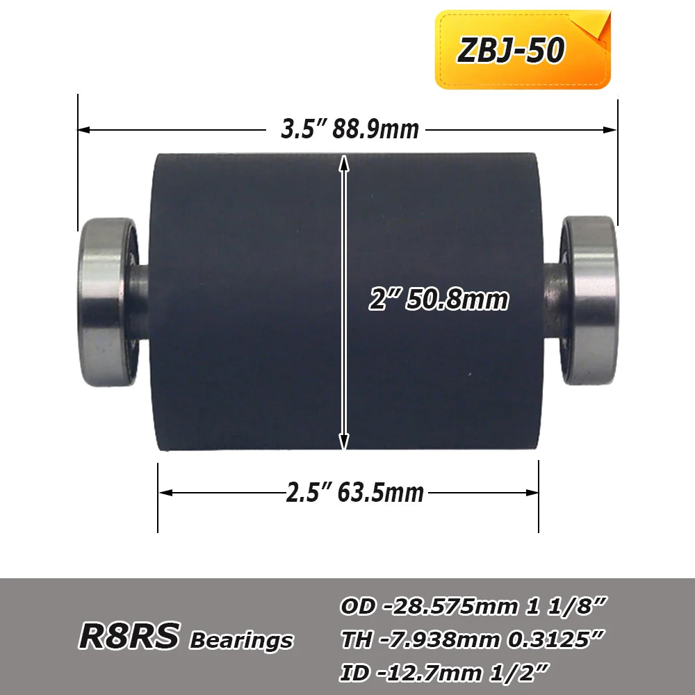 1 piece Rubber-coated Contact Roller Belt Grinder Idler Wheel Spindle / Threaded Rod Attachment