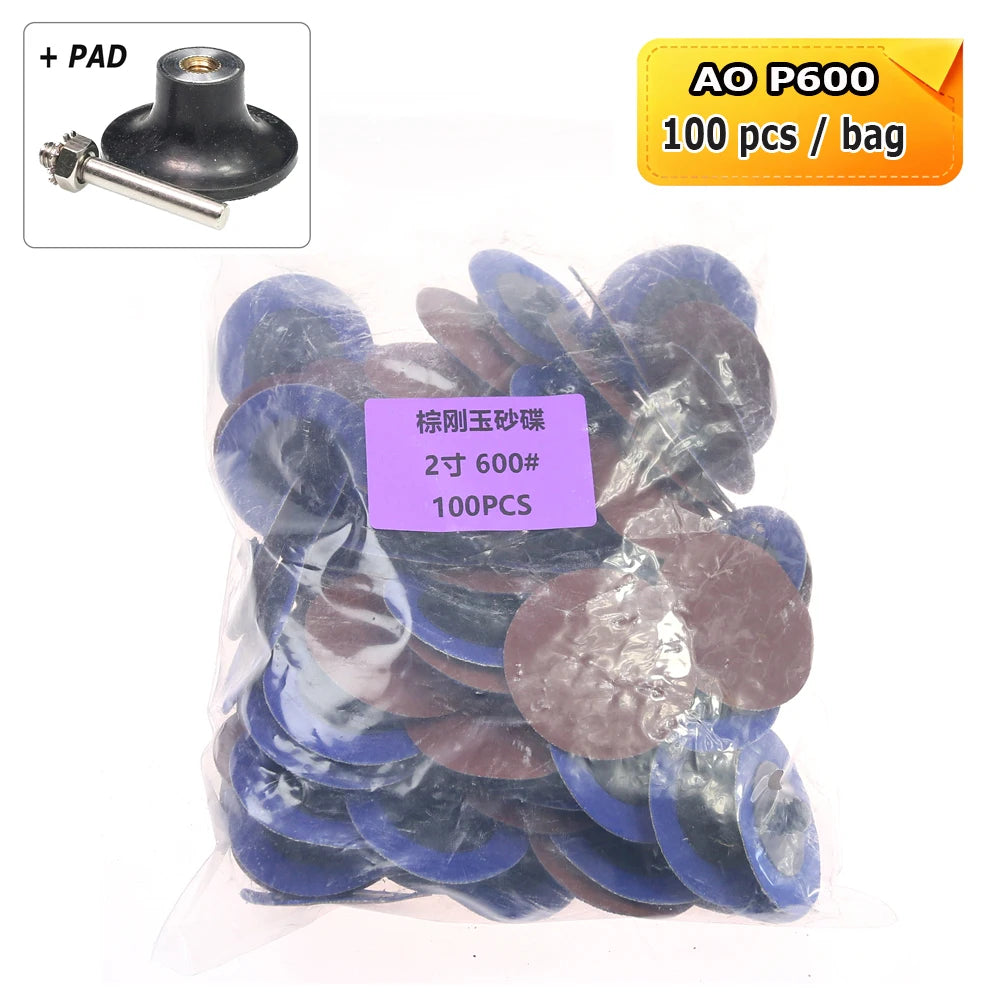 100 pcs/bag A/O Torque Sanding Discs P36-P600 for Metal Deburring Grinding Polishing Drill Die Grinder Air Polisher Tools