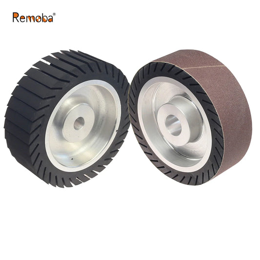 6“ 150x50mm/25mm Expander Wheel Rubber Polishing Wheel with 473x50mm Sanding Sleeves P40-P800 for Metal Grinding Woodworking