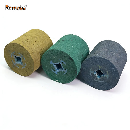 100x100x19mm Rubber Diamond Snowflake Polishing Texture Grinding Wheel Drum for Stainless Steel Metal Sunflower Stain Finish