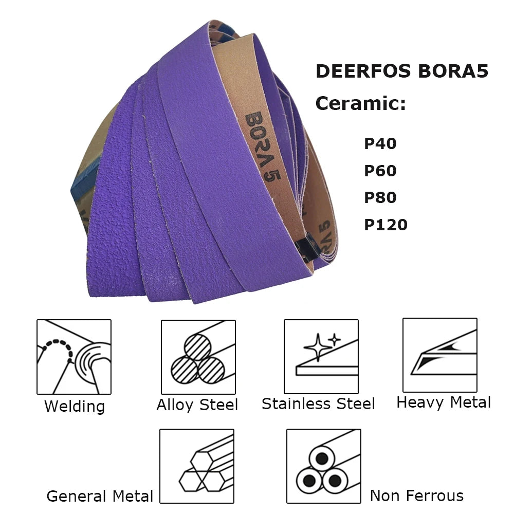 2" x 42" Sanding Belt Sander Knife-Making P40-P800 BORA 5 Ceramic Aluminum Oxide Felt Abrasive Grinding Polishing Bands