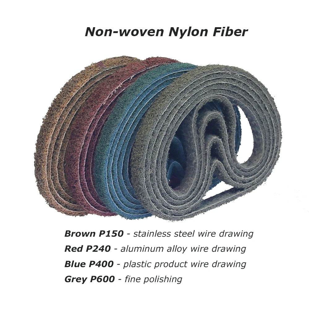 330x10mm Sanding Bands Belts Mini Portable Belt Sander Grinder Accessories AO ZA Non-woven Nylon for Metal Wood Polishing