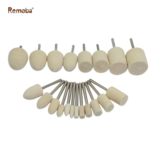 Dia. 4-20mm Wool Felt Mounted Points 3mm Shank Polishing Bobs for Mirror Finish of Metal Stone Glass Plastic