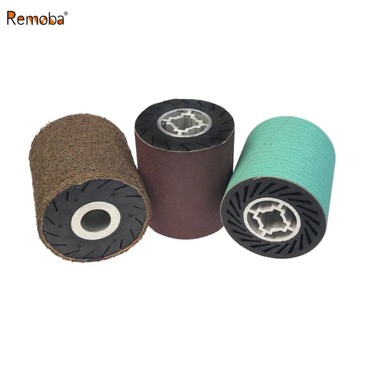 90x100mm Rubber Expansion Centrifugal Drum Wheel, 283x100mm Abrasive Sanding Sleeves AO ZA Non-woven for Polishing Grinding