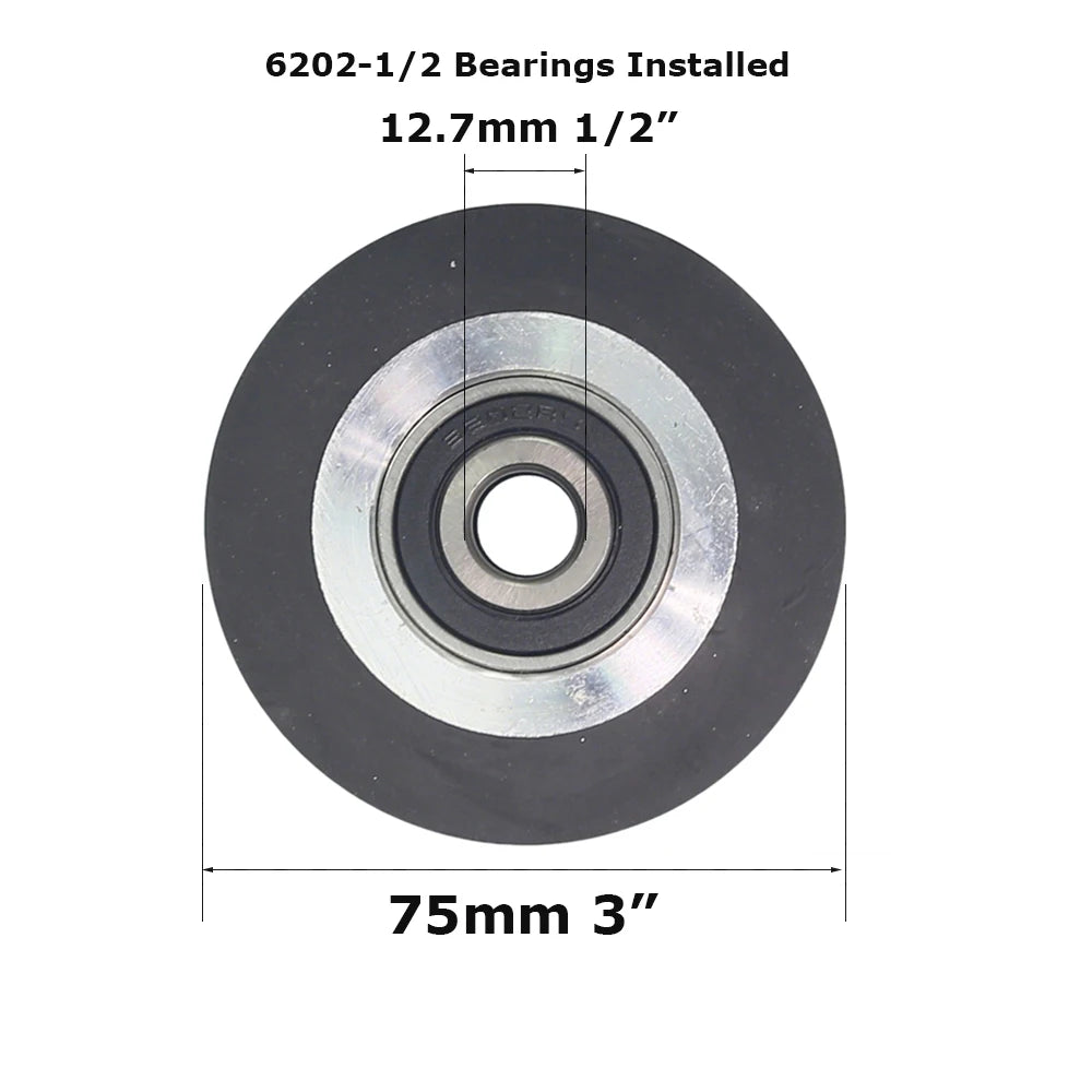 1 piece Dia.50mm/75mm/100mm*50mm Width Small Rubber Coated Aluminum Wheel Belt Grinder Idler Active Contact Wheel