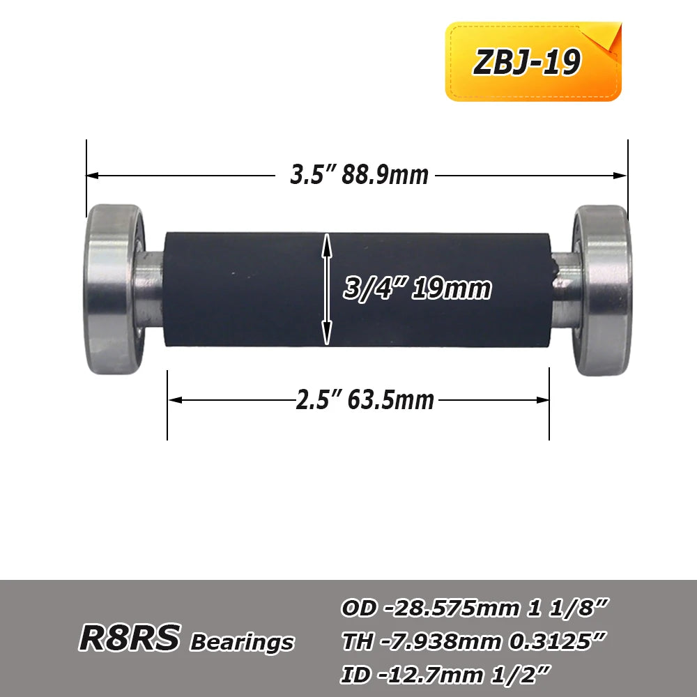 1 piece Rubber-coated Contact Roller Belt Grinder Idler Wheel Spindle / Threaded Rod Attachment