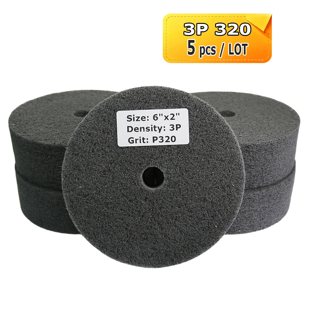 6 Inch Nylon Polishing Wheel 150x50mm Non-Woven Abrasive Buffing Pad for Metal Stainless Steel Aluminum Surface Finishing