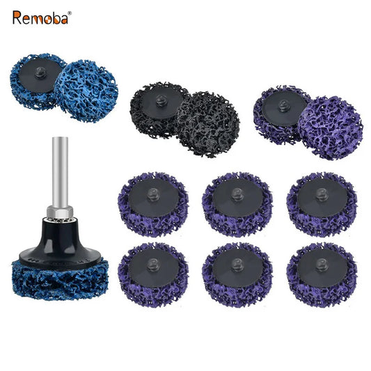 100 pcs 2" Quick-change SiC Net Mesh Nylon Fiber Poly Strip Grinding Disc for Rust Paint Removal Polishing Drill Back-up Pad
