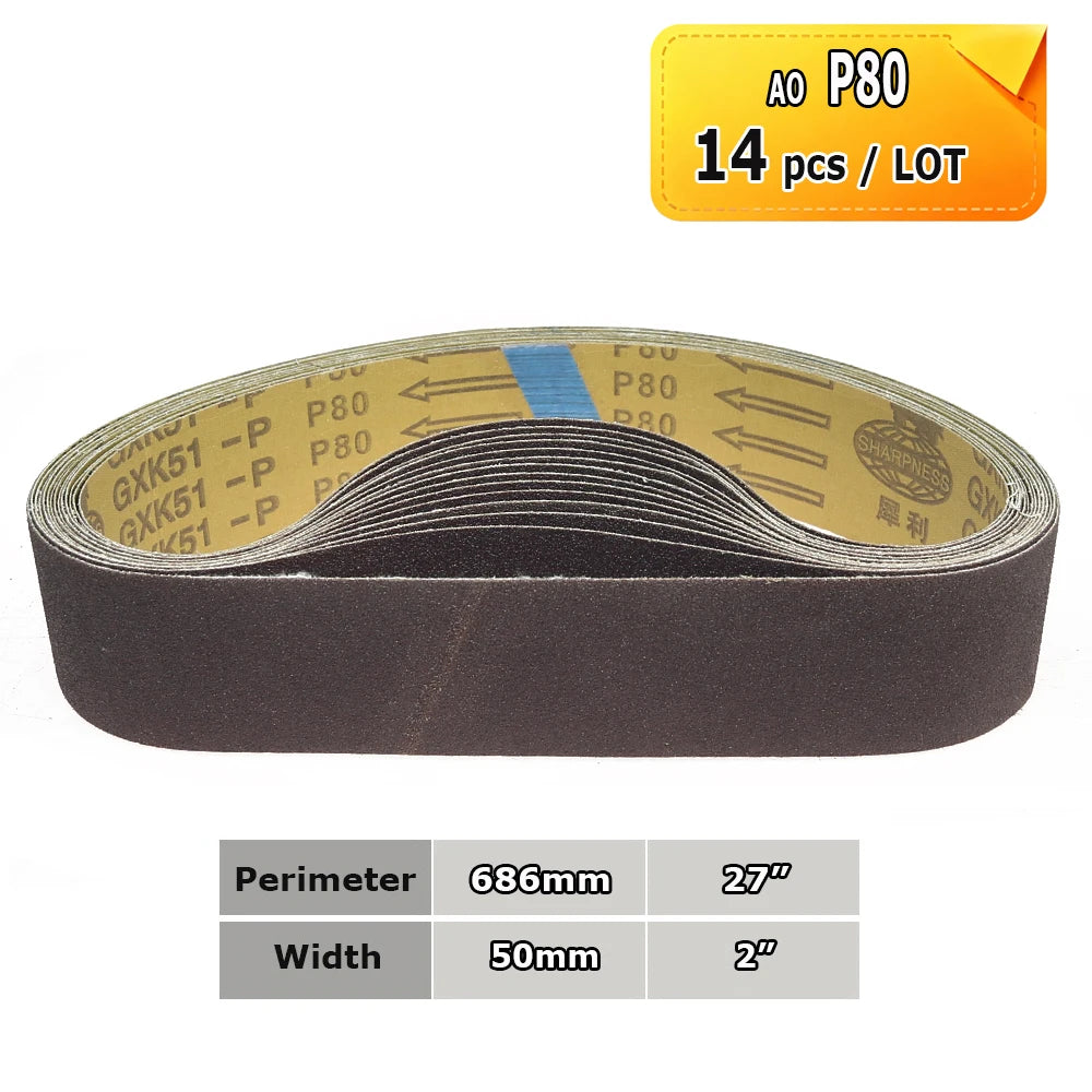 Sanding Belts 50x686mm 2"x27" Zirconia Ceramic AO Abrasive Bands P36-P1500 for Knife Stainless Grinding Woodworking Polishing