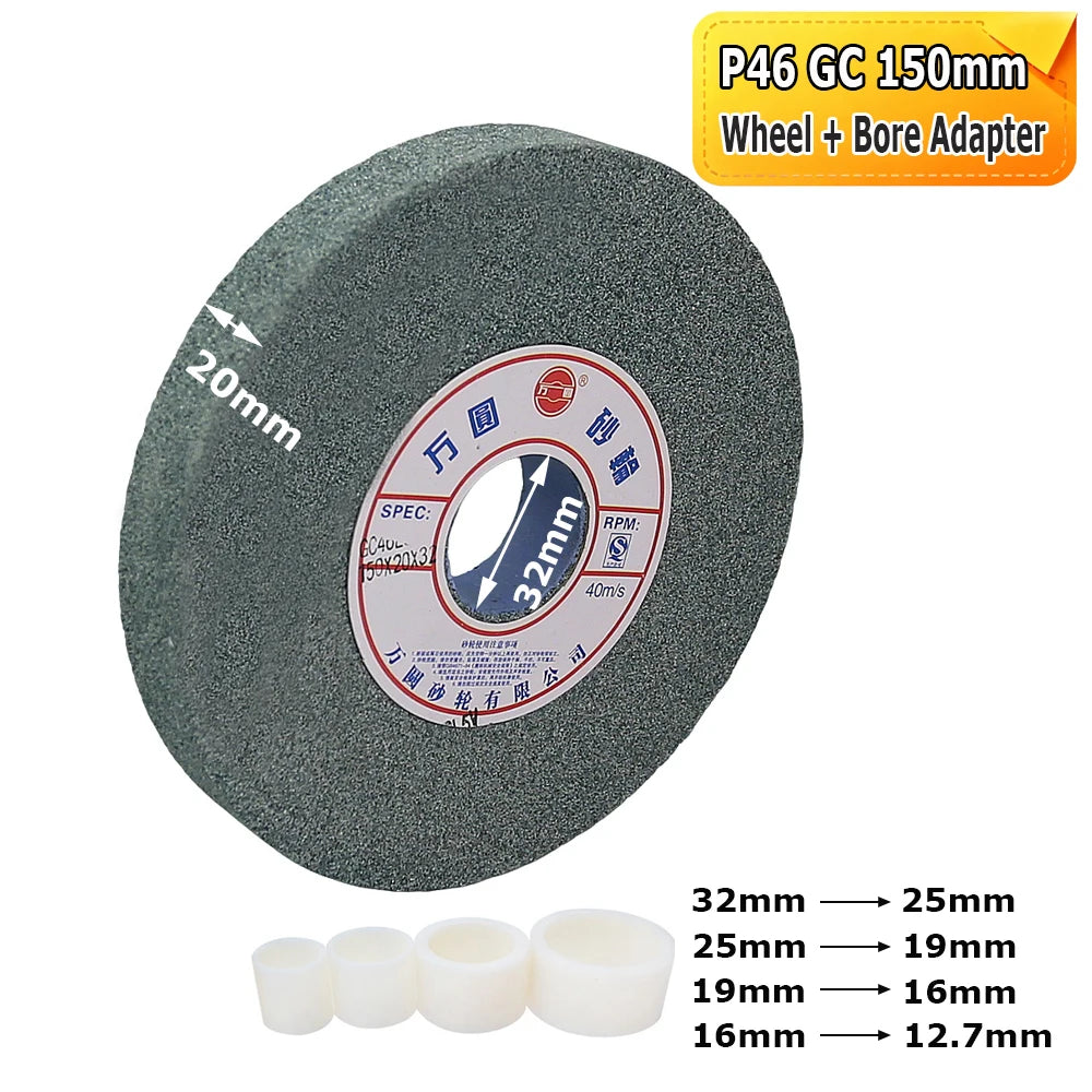 1 pc 150x20x32-12.7mm Green SiC Grinding Wheel Ceramic Abrasive Stone for Carbide Glass Brass Aluminum Polishing Finishing