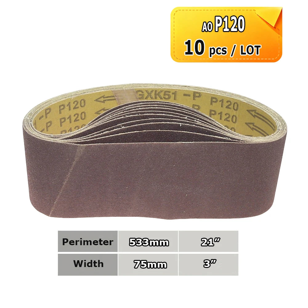 3" x 21" Belt Sander Sanding Bands 533x75mm Abrasive Grinding Belts Ceramic P36 - AO P1500, A3 - A65, Zirconia, Non-woven, Felt