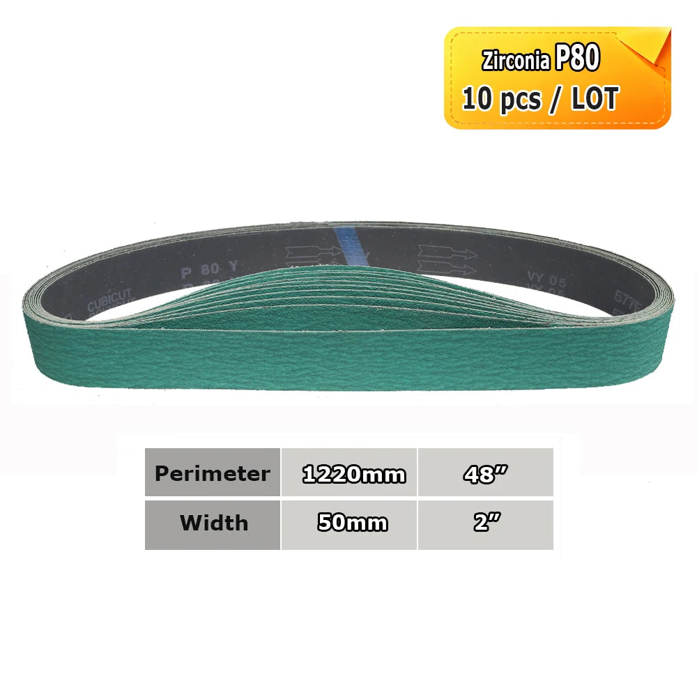 1220x50mm Abrasive Sanding Belts 2x48", Ceramic, Zirconia, Aluminum Oxide for Metal Wood Grinding Polishing