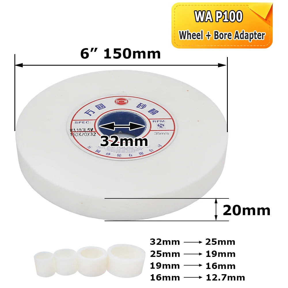 1 pc 150x20x32mm White Fused Alumina Grinding Wheel for Deburring and Finishing HSS Hardened Steel Alloy Steel High-Carbon Steel