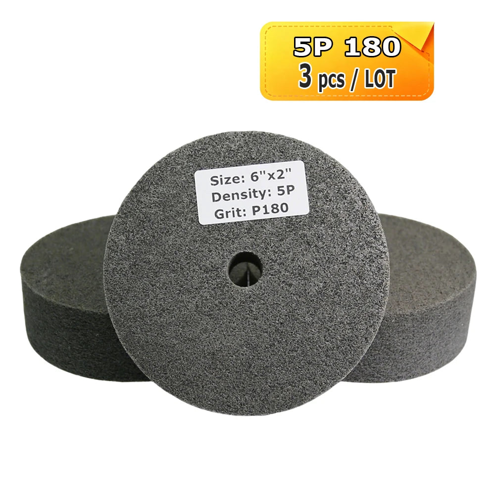 6 Inch Nylon Polishing Wheel 150x50mm Non-Woven Abrasive Buffing Pad for Metal Stainless Steel Aluminum Surface Finishing