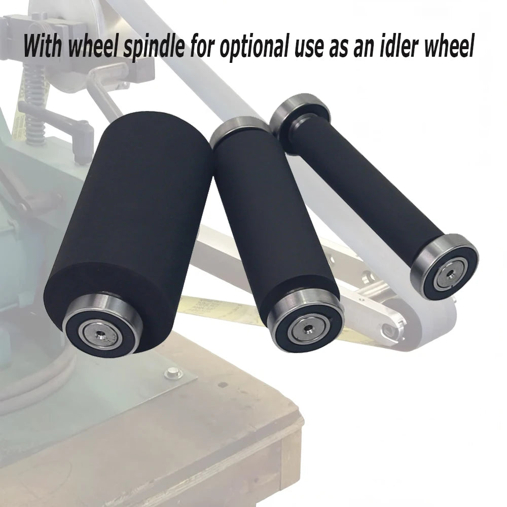 1 piece Rubber-coated Contact Roller Belt Grinder Idler Wheel Spindle / Threaded Rod Attachment