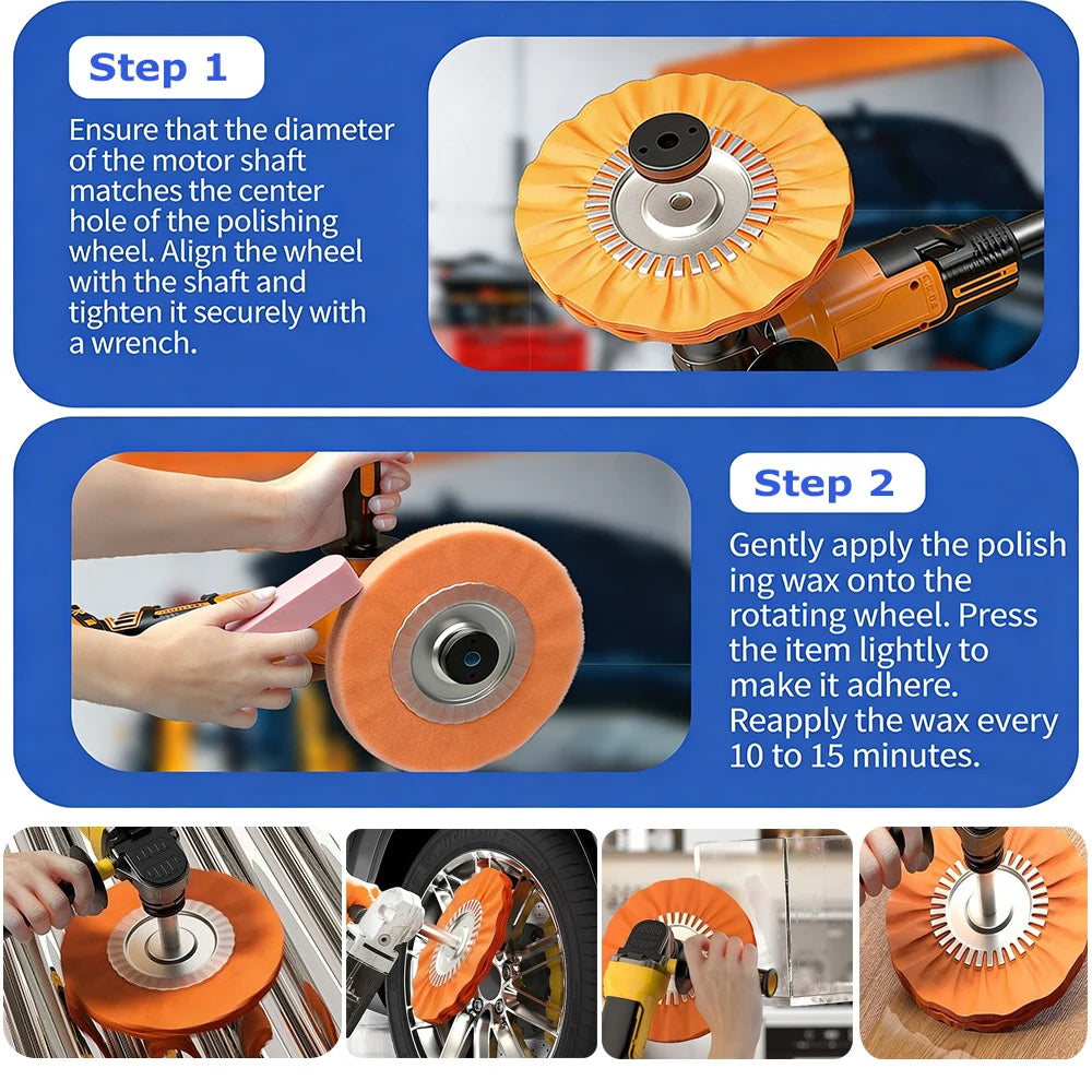 8" Airway Cotton Polishing Wheels 4 in 1 Set Angle Grinder Buffing Wheels for Stainless Steel Aluminum Alloy