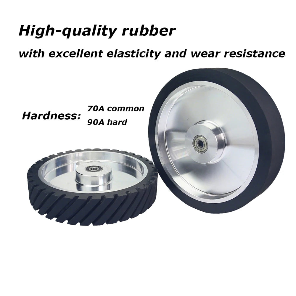 1 piece 10"*2" Rubber Contact Wheel 250x50mm Blet Grinder Idler Wheel Sanding Bands Polishing Wheel