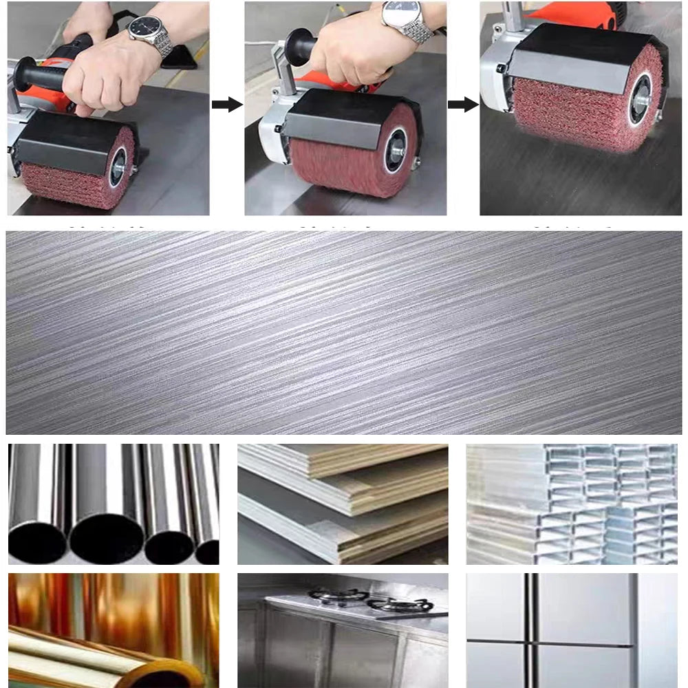 120x100x19mm Drum Polishing Wheel Stainless Steel Wire drawing Brush - Non-woven, Poly Strip, Felt, Cotton, Steel Wire,Hemp