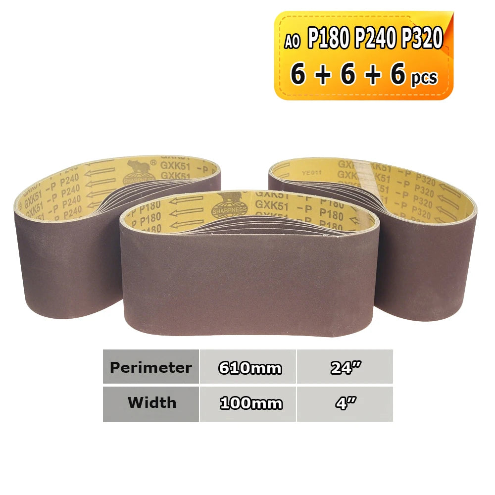 610x100mm Sanding Belts Zirconia Ceramic Aluminum Oxide Abrasive Bands 24"x3.9" for Knife Steel Wood Grinding Polishing