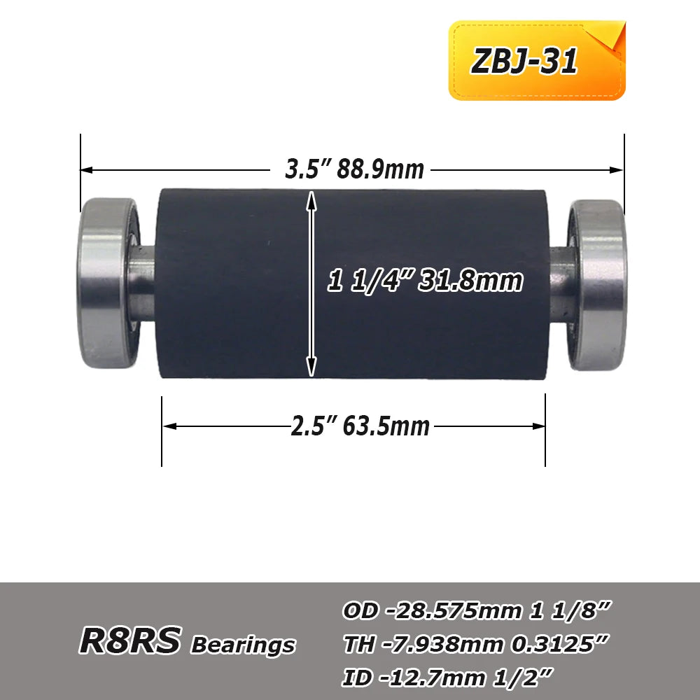 1 piece Rubber-coated Contact Roller Belt Grinder Idler Wheel Spindle / Threaded Rod Attachment