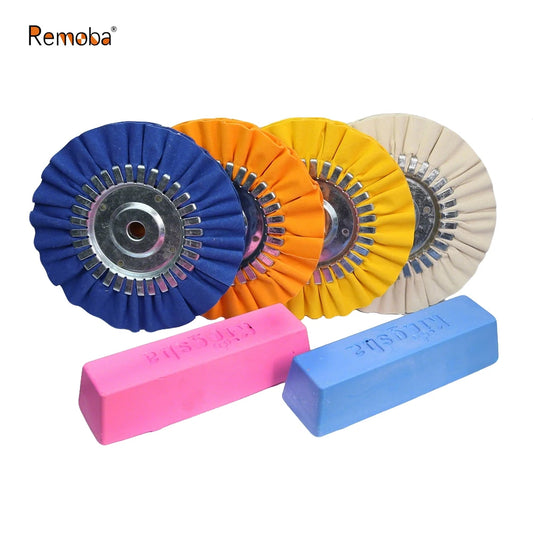 8" Airway Cotton Polishing Wheels 4 in 1 Set Angle Grinder Buffing Wheels for Stainless Steel Aluminum Alloy